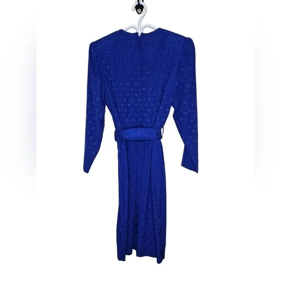 Vintage 80s Wrap Style Midi Dress Belted Classic Elegance Quiet Luxury Size‎ M - Picture 3 of 7